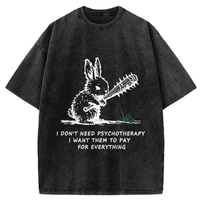 Violent Rabbit Funny Vintage Washed T-shirt