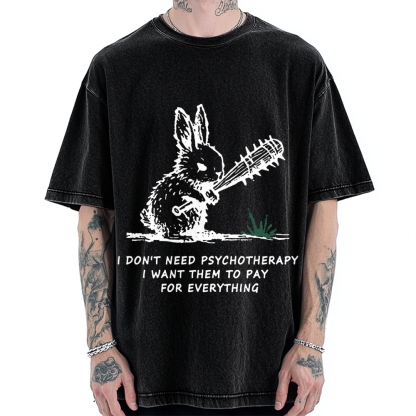 Violent Rabbit Funny Vintage Washed T-shirt