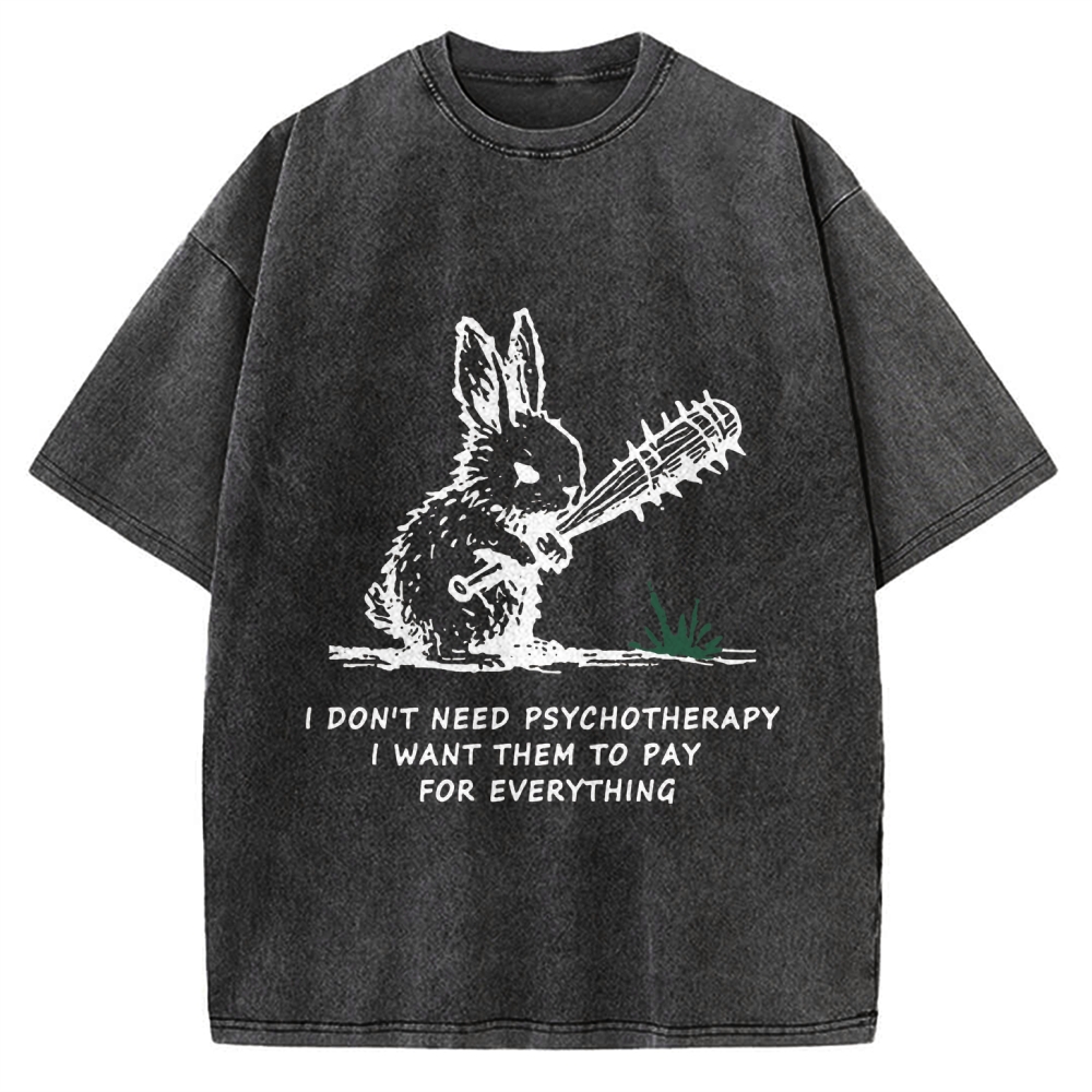 Violent Rabbit Funny Vintage Washed T-shirt
