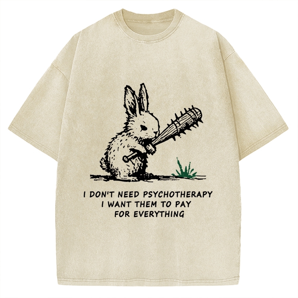 Violent Rabbit Funny Vintage Washed T-shirt