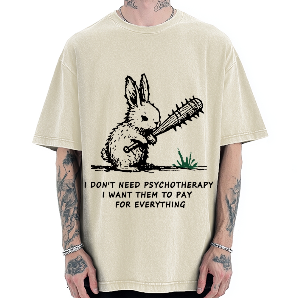 Violent Rabbit Funny Vintage Washed T-shirt