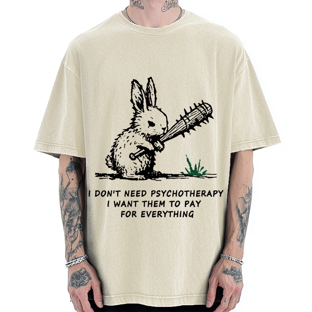 Violent Rabbit Funny Vintage Washed T-shirt