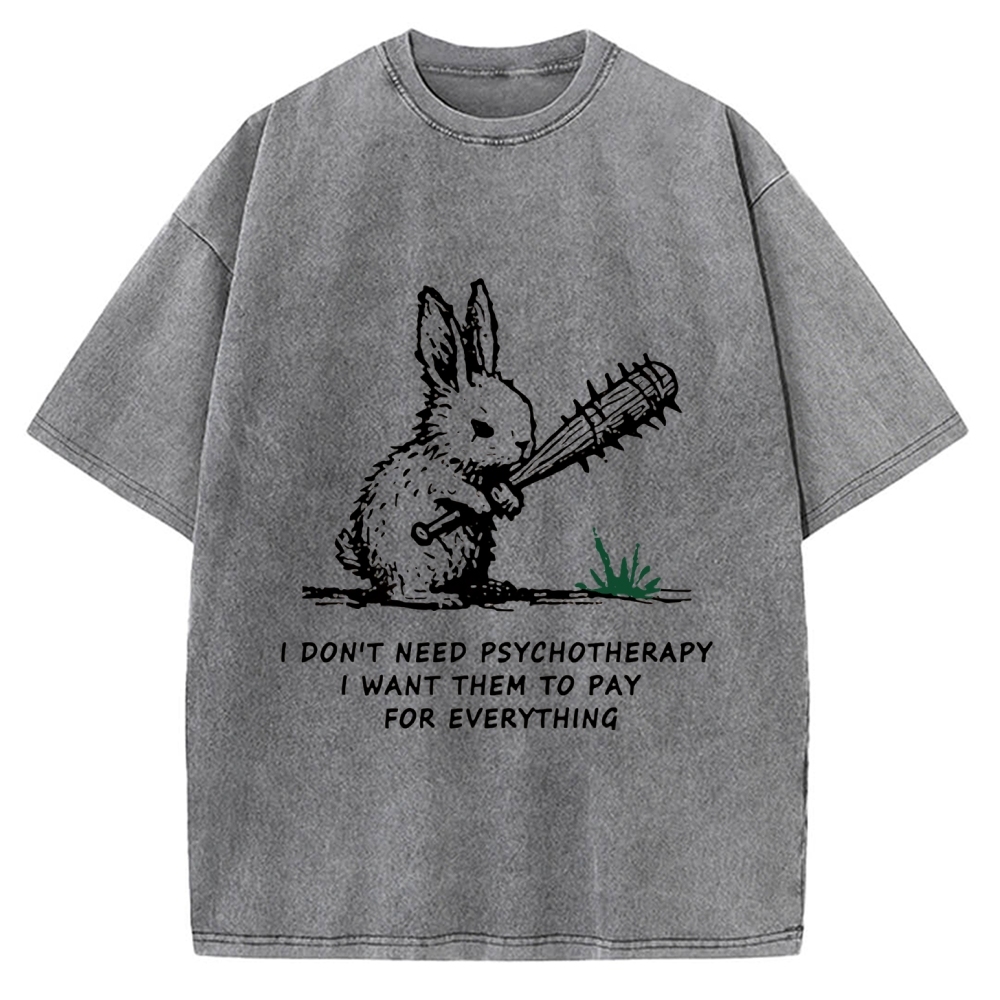 Violent Rabbit Funny Vintage Washed T-shirt