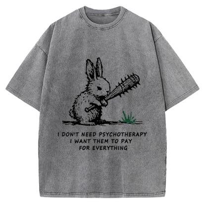 Violent Rabbit Funny Vintage Washed T-shirt