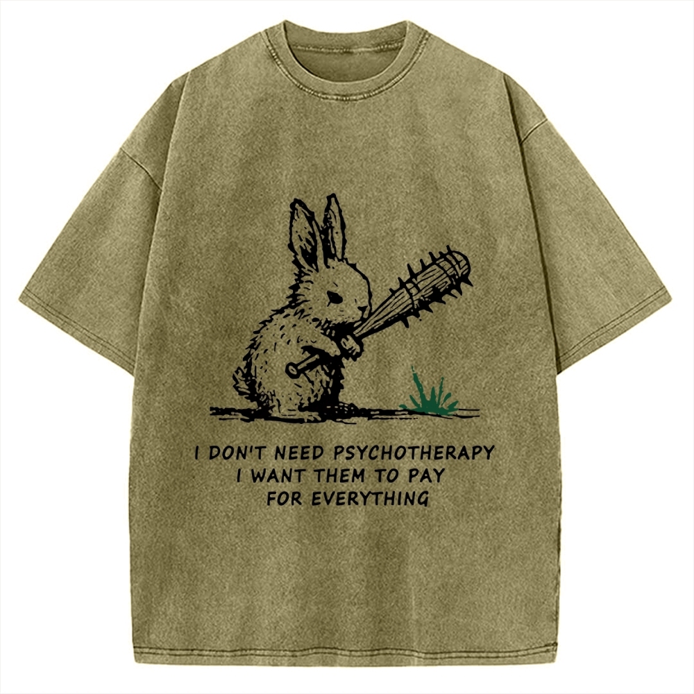 Violent Rabbit Funny Vintage Washed T-shirt