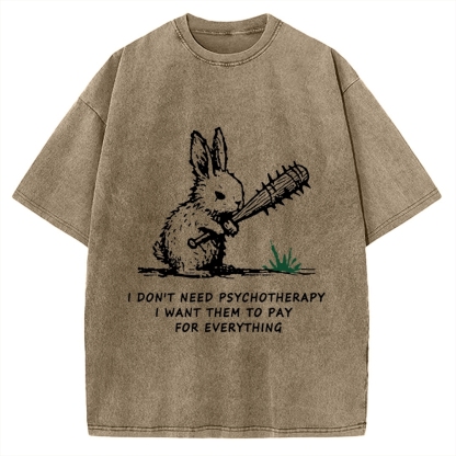 Violent Rabbit Funny Vintage Washed T-shirt
