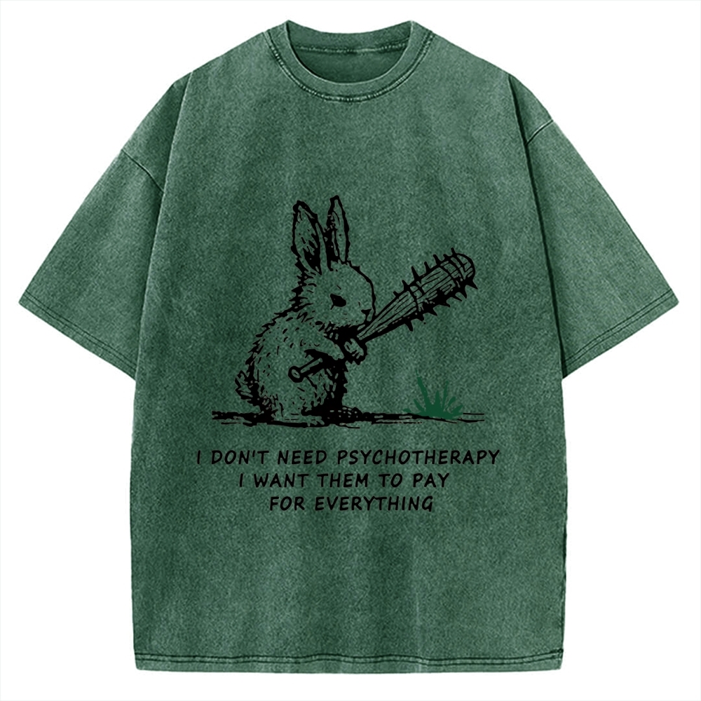 Violent Rabbit Funny Vintage Washed T-shirt