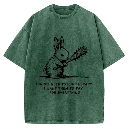 Violent Rabbit Funny Vintage Washed T-shirt