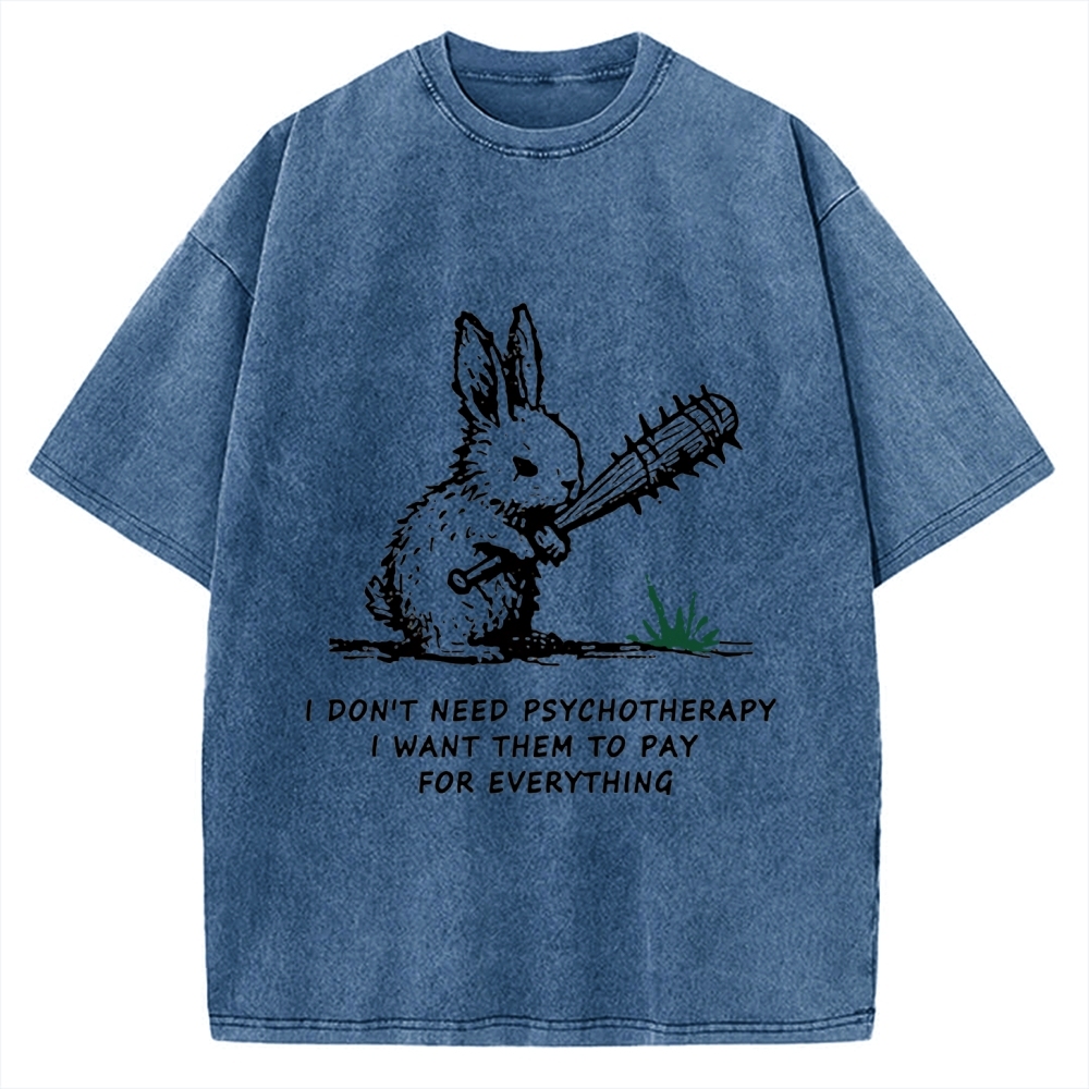 Violent Rabbit Funny Vintage Washed T-shirt