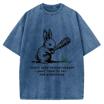 Violent Rabbit Funny Vintage Washed T-shirt