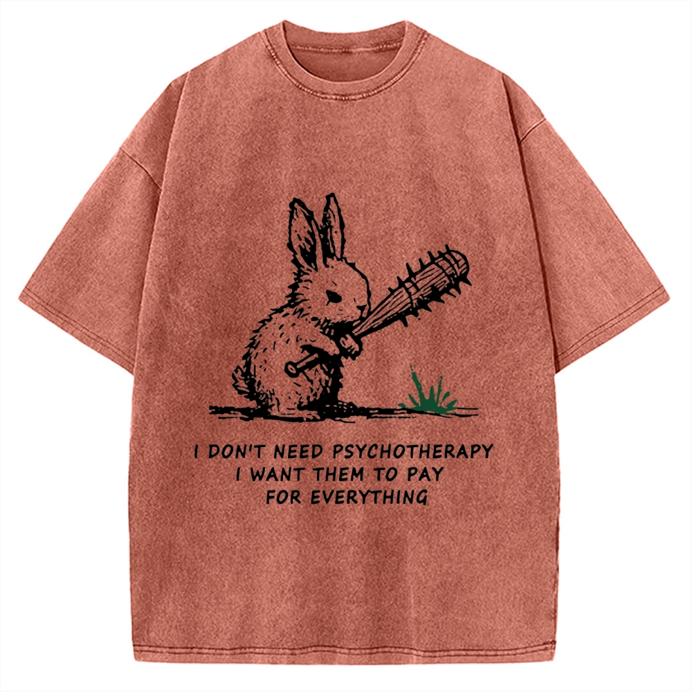 Violent Rabbit Funny Vintage Washed T-shirt