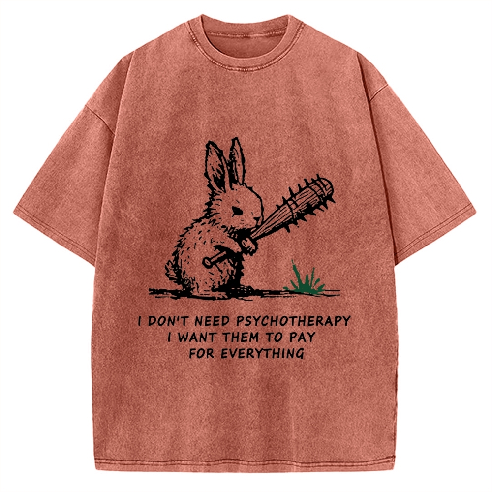 Violent Rabbit Funny Vintage Washed T-shirt