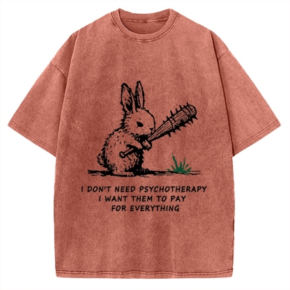 Violent Rabbit Funny Vintage Washed T-shirt