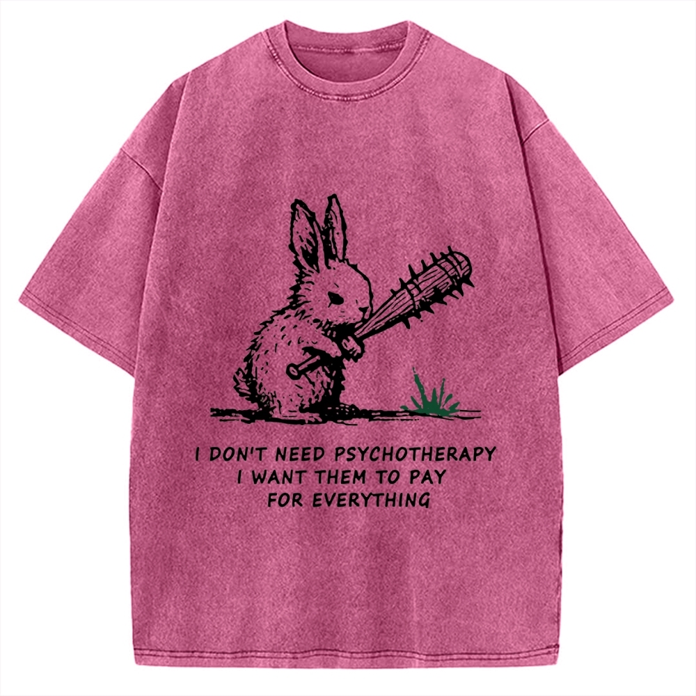 Violent Rabbit Funny Vintage Washed T-shirt