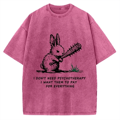 Violent Rabbit Funny Vintage Washed T-shirt
