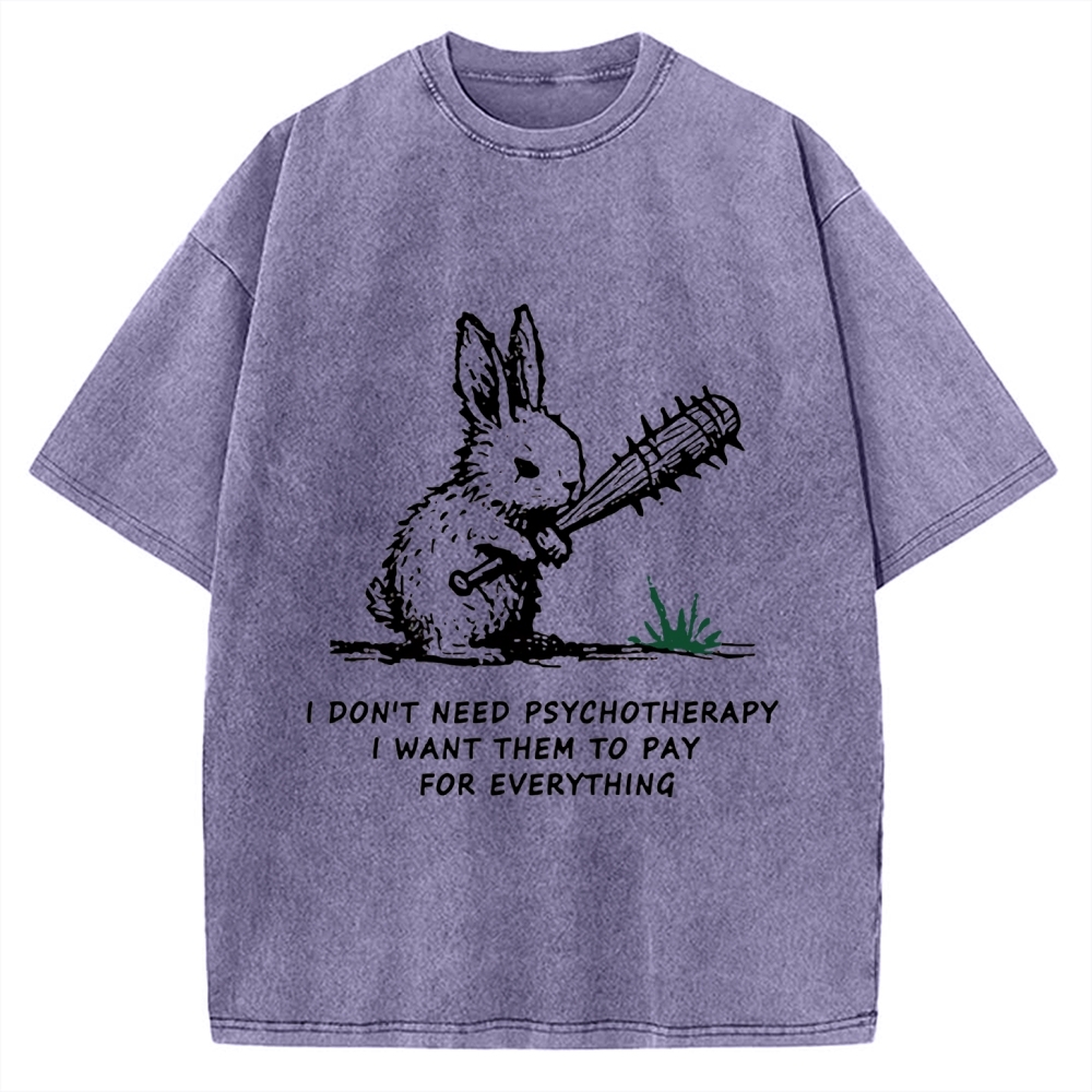 Violent Rabbit Funny Vintage Washed T-shirt