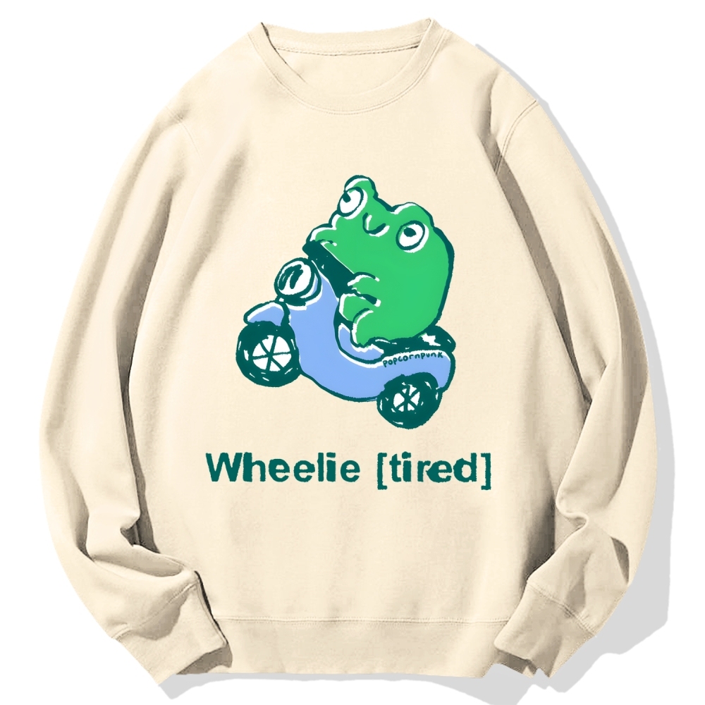 Wheelie (Tired) scooter frog Cotton Sweatshirt
