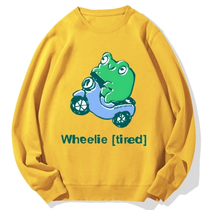 Wheelie (Tired) scooter frog Cotton Sweatshirt