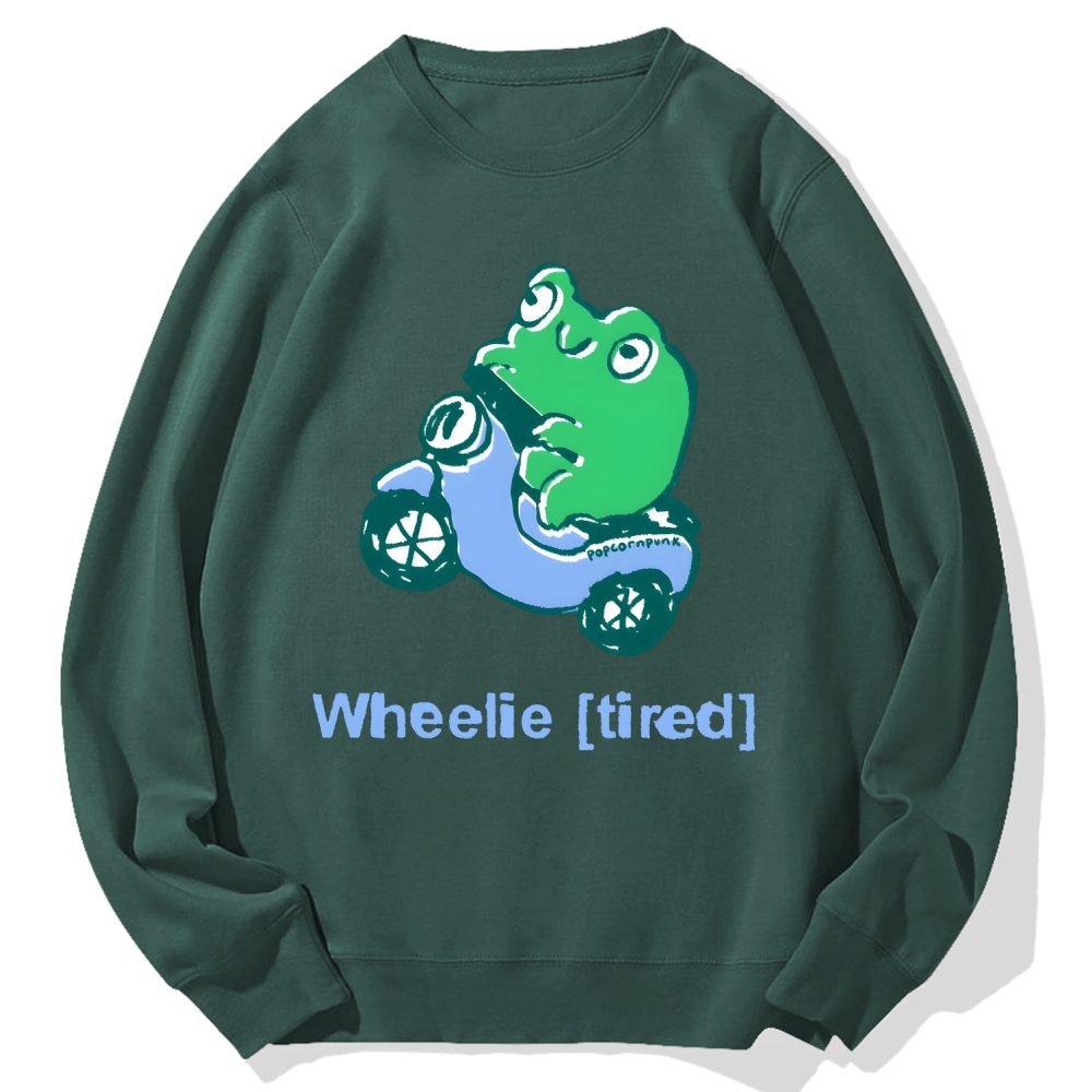 Wheelie (Tired) scooter frog Cotton Sweatshirt