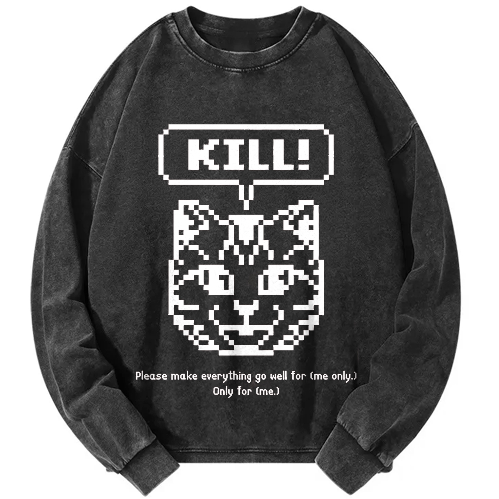 Killer Cat Prayer Vintage Washed Sweatshirts