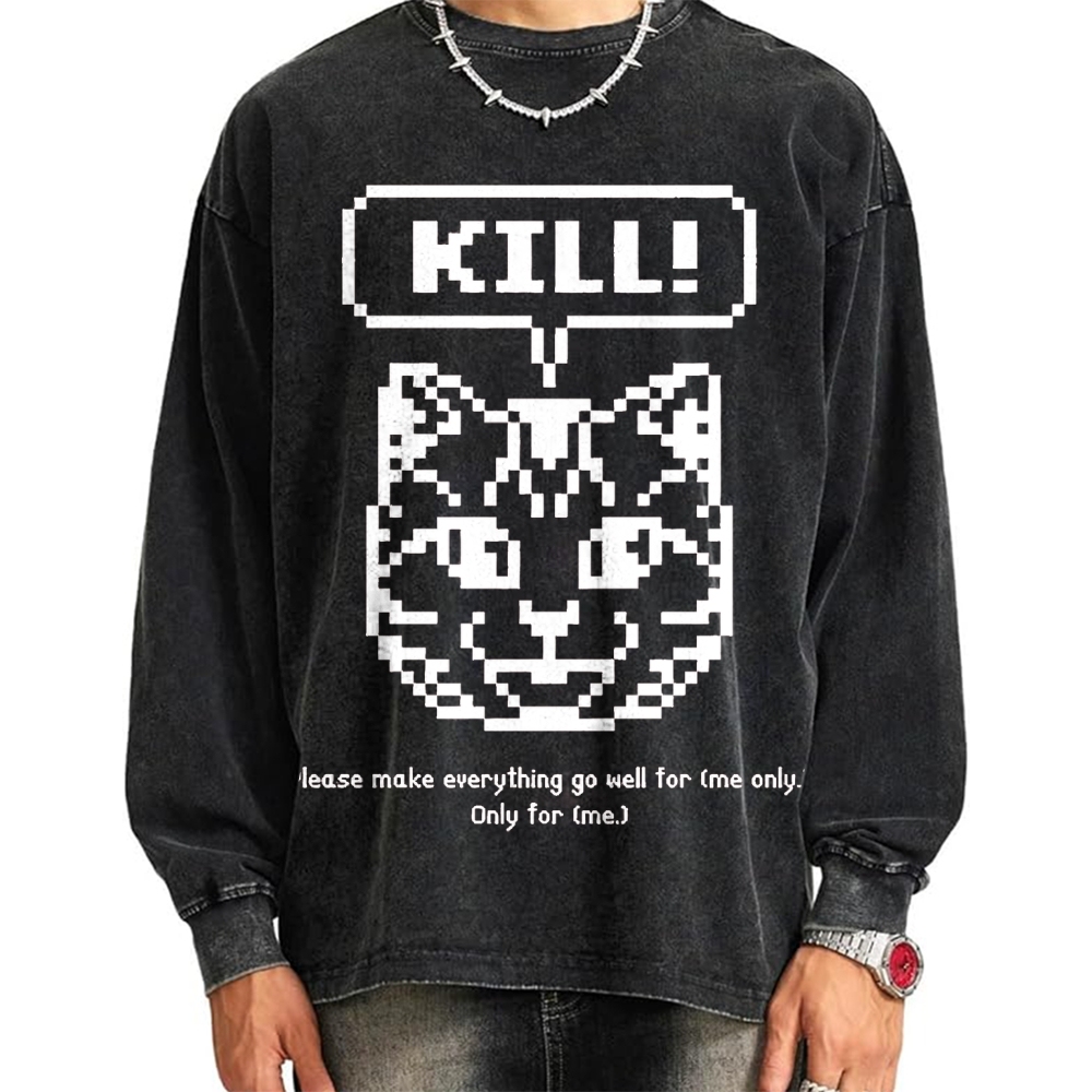 Killer Cat Prayer Vintage Washed Sweatshirts