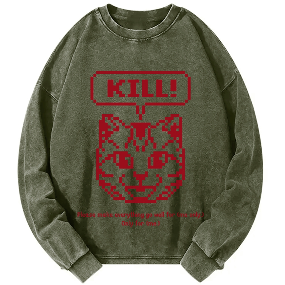 Killer Cat Prayer Vintage Washed Sweatshirts