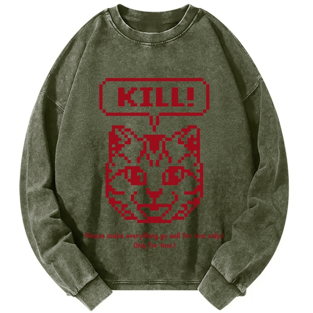 Killer Cat Prayer Vintage Washed Sweatshirts