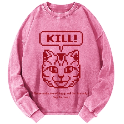 Killer Cat Prayer Vintage Washed Sweatshirts