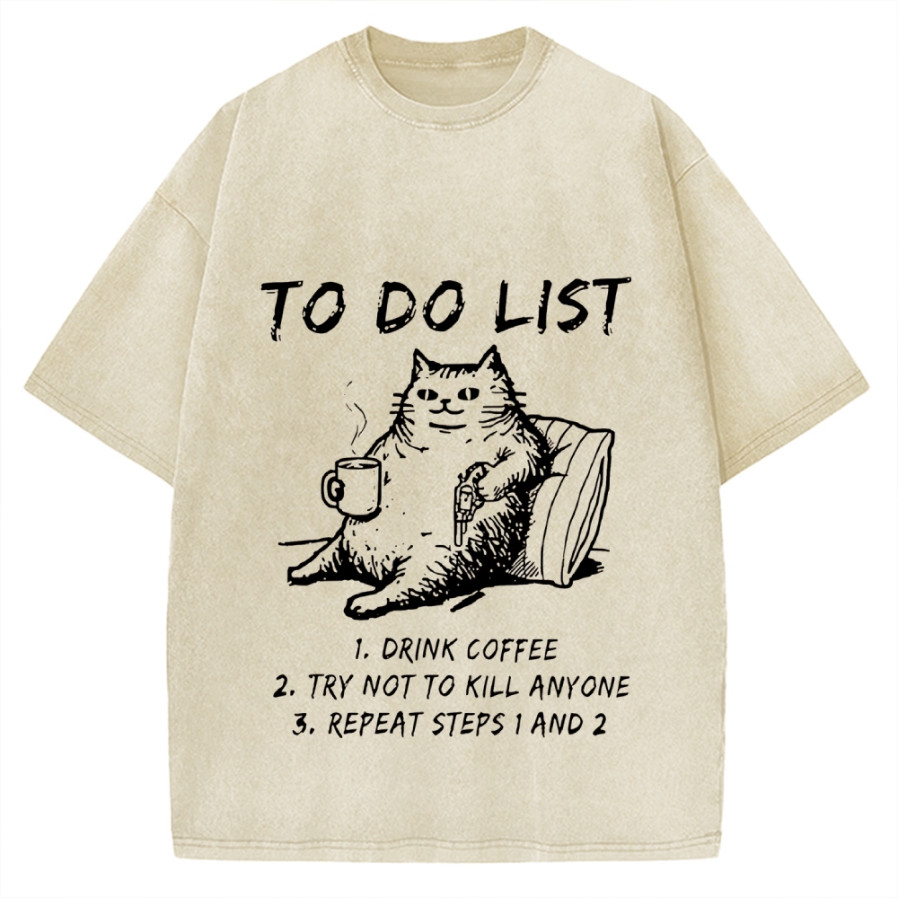 Cat's To-Do List Washed Vintage Washed T-shirt