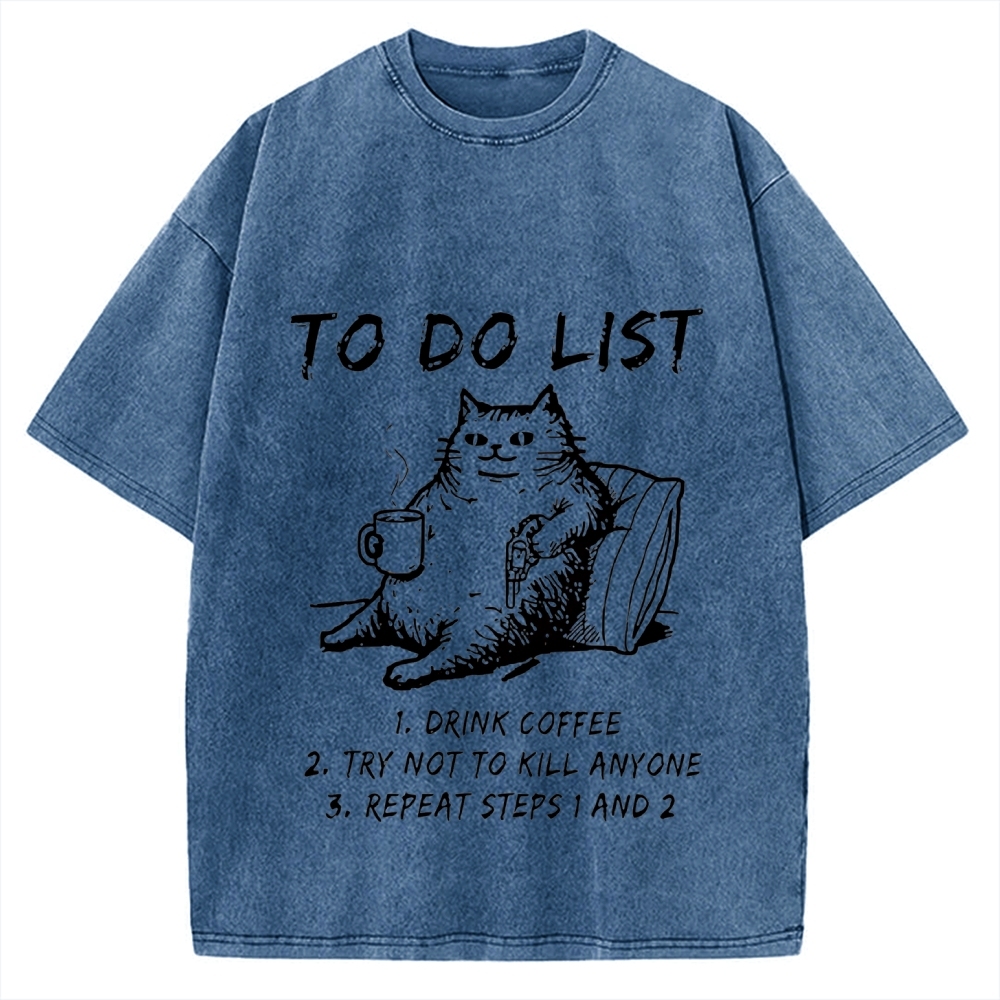 Cat's To-Do List Washed Vintage Washed T-shirt