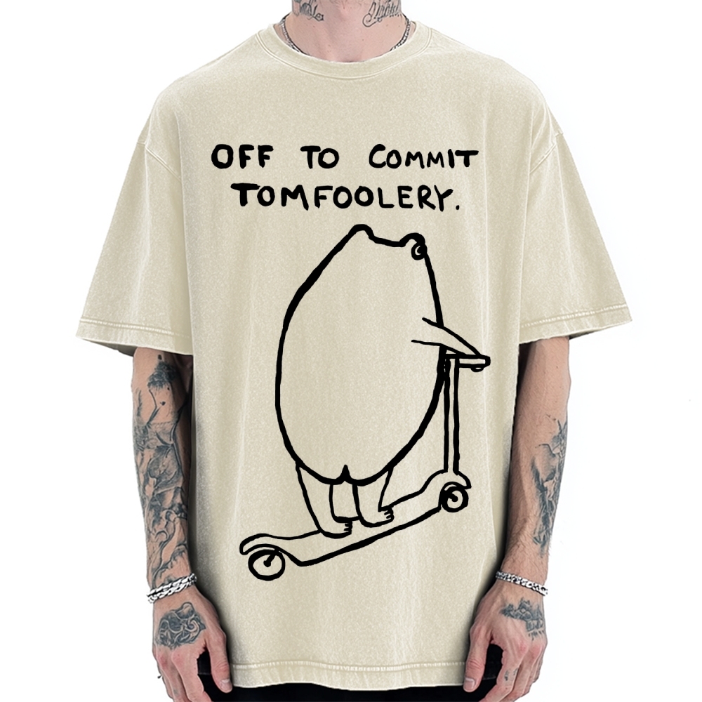 Off To Commit Tomfoolery Frog Loves Vintage Washed T-shirt