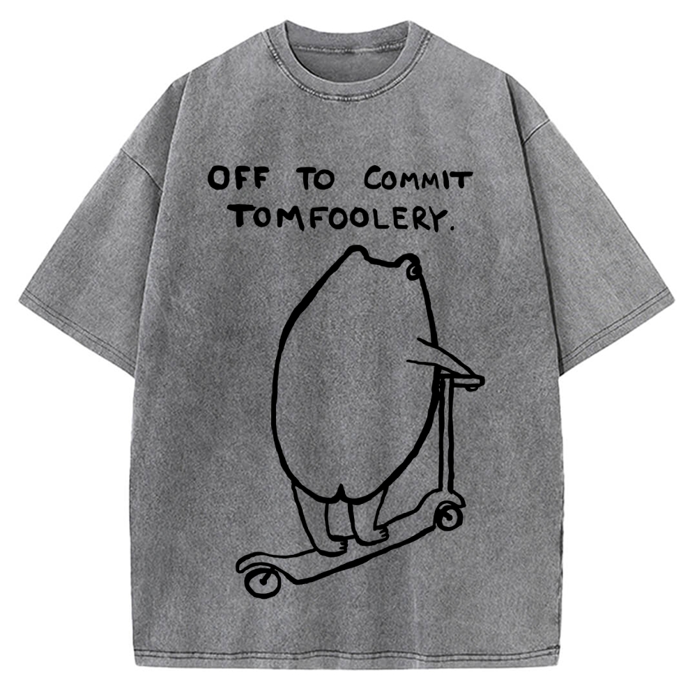 Off To Commit Tomfoolery Frog Loves Vintage Washed T-shirt