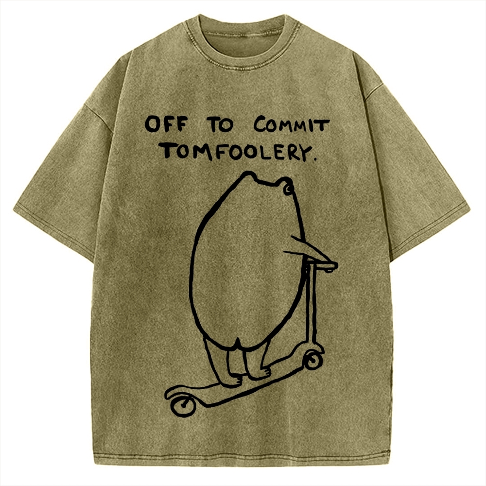 Off To Commit Tomfoolery Frog Loves Vintage Washed T-shirt