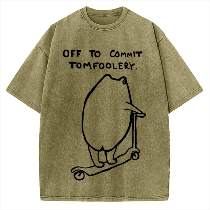 Off To Commit Tomfoolery Frog Loves Vintage Washed T-shirt