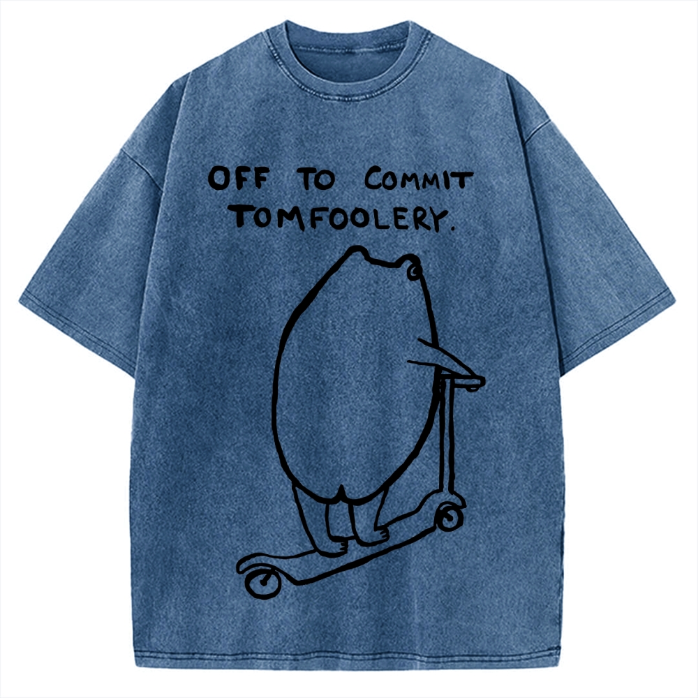 Off To Commit Tomfoolery Frog Loves Vintage Washed T-shirt