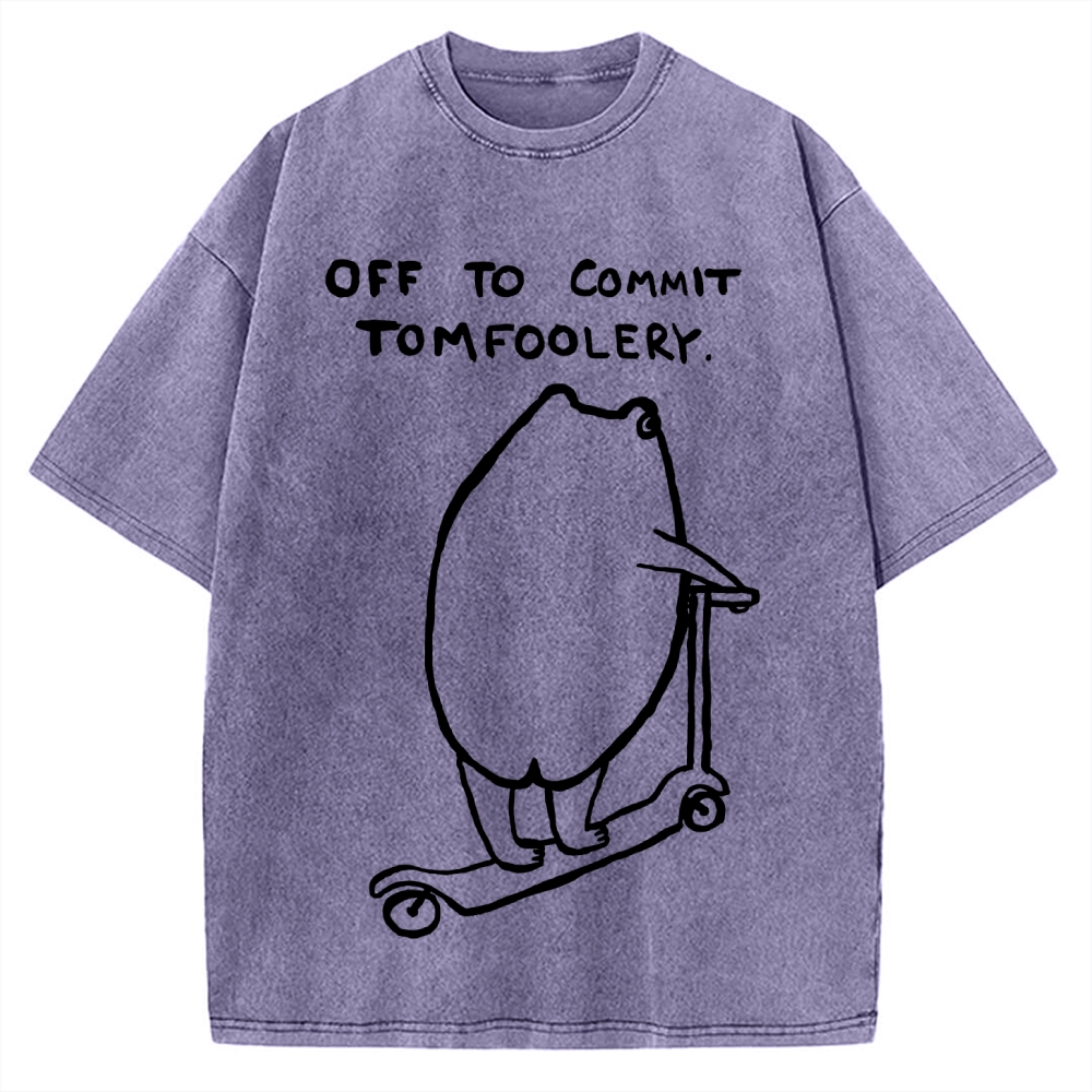 Off To Commit Tomfoolery Frog Loves Vintage Washed T-shirt