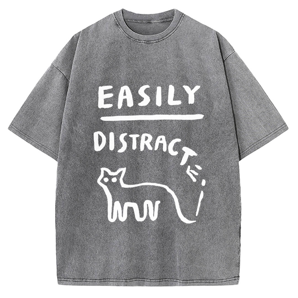 Easily Distrac cat Vintage Washed T-shirt