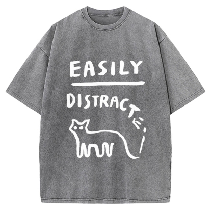 Easily Distrac cat Vintage Washed T-shirt