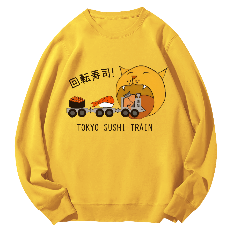 Tokyo Sushi Round Neck Sweatshirt-Zazasy