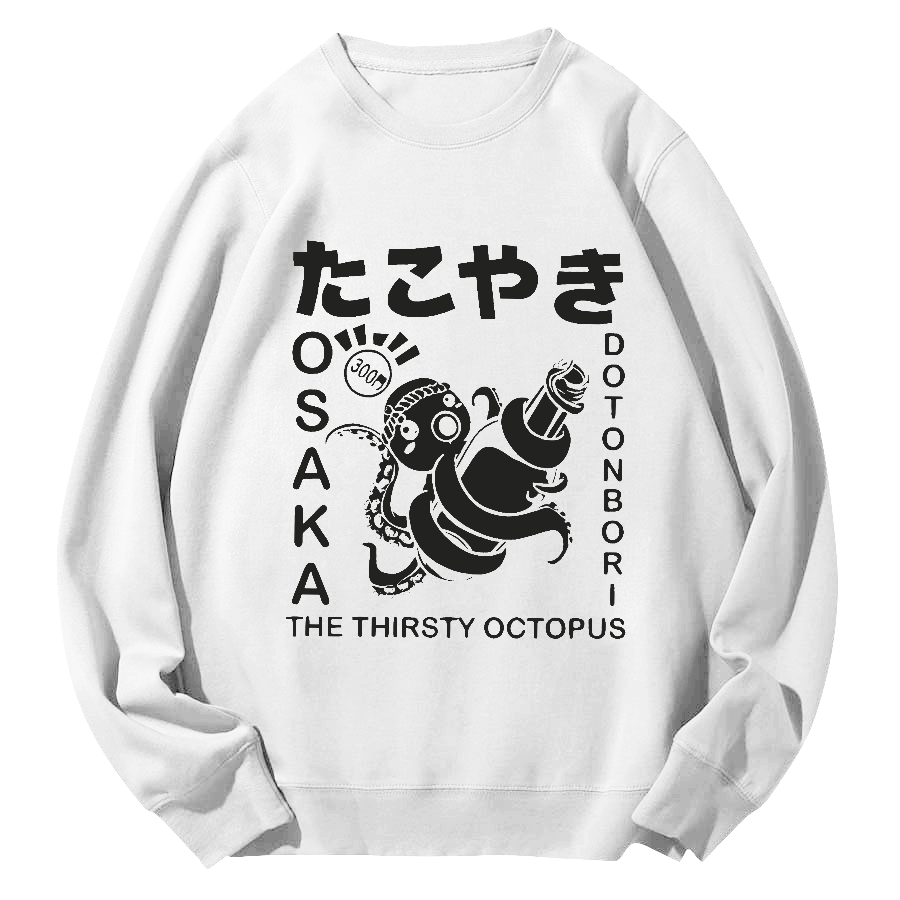 The Thirsty Octopus Round Neck Sweatshirt-Zazasy