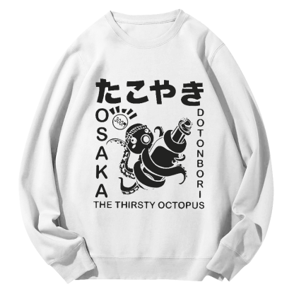 The Thirsty Octopus Round Neck Sweatshirt-Zazasy