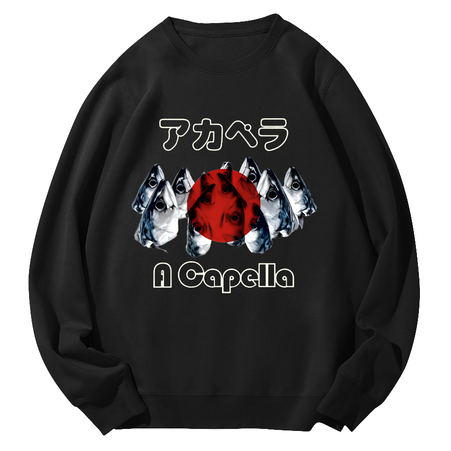 Japanese Seafood Market Round Neck Sweatshirt-Zazasy