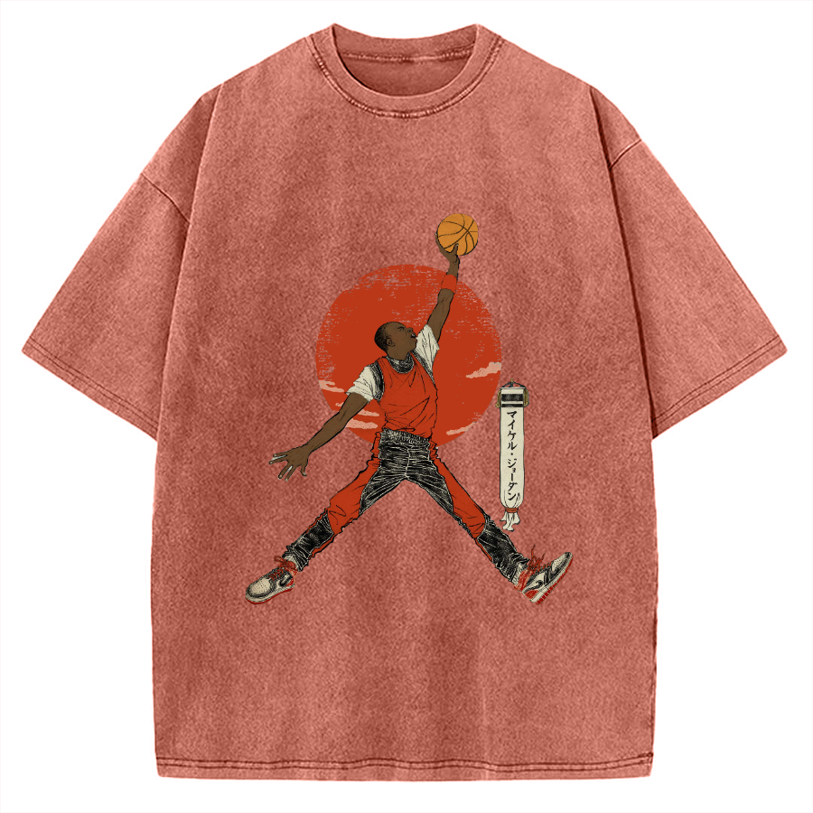 Ukiyo-e Style Basketball Player Michael Vintage Washed T-shirt