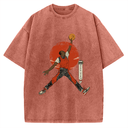 Ukiyo-e Style Basketball Player Michael Vintage Washed T-shirt
