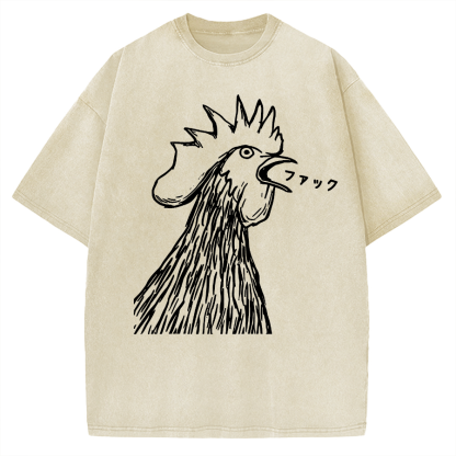 Tokyo-Assassin Funny Dirty Talking Chicken Vintage Washed T-shirt