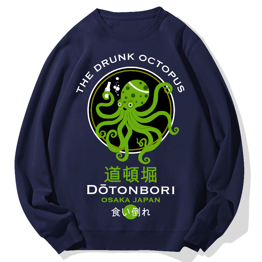 Dotonbori Octopus(Green) Geek Cotton Sweatshirt