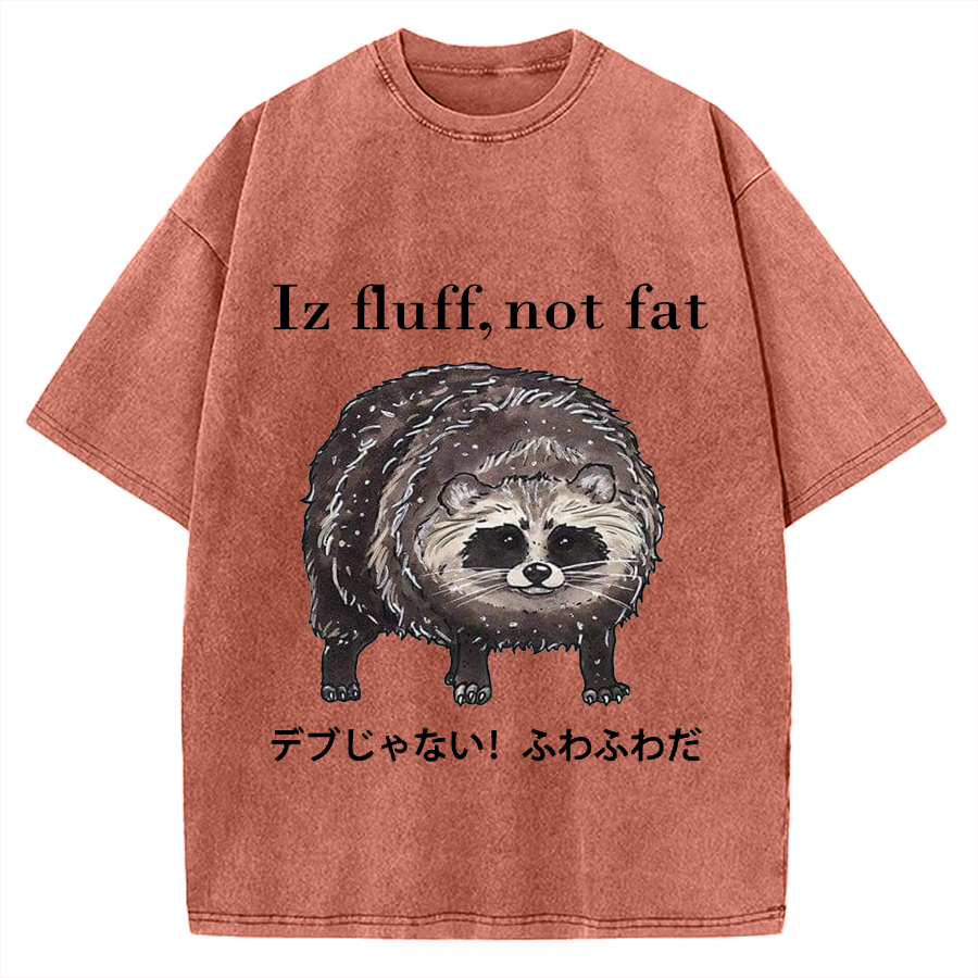 Iz fluff not fat Cute raccoon Vintage Washed T-shirt