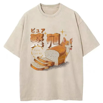 Tokyo-Assassin Pure Bread Dog Funny Washed T-Shirt-Tokyo-Assassin