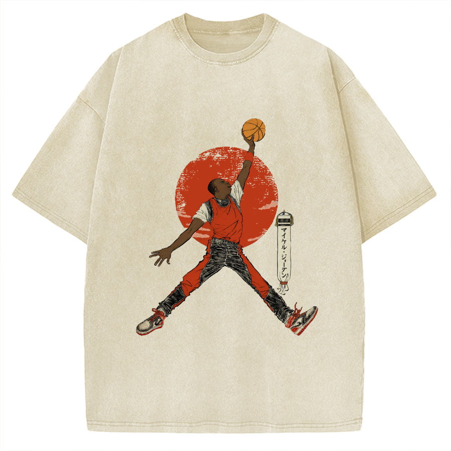 Ukiyo-e Style Basketball Player Michael Vintage Washed T-shirt