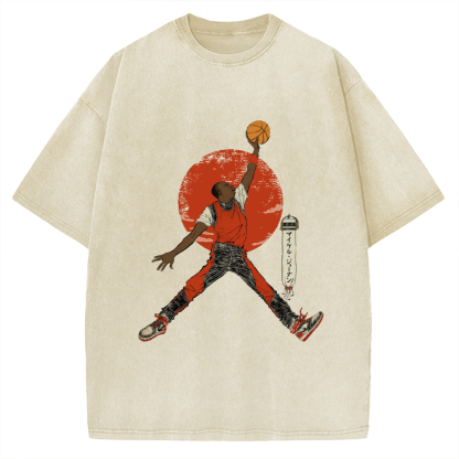 Ukiyo-e Style Basketball Player Michael Vintage Washed T-shirt